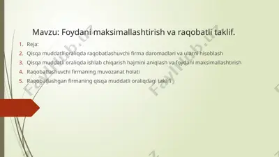 foydanimaksimallashtirish va raqobatli takliflar — PPTX