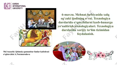 texnologiya darslarida kasb-hunarga yo‘naltirish texnologiyalari — PPTX
