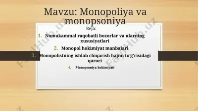 monopoliya va monopsoniya — PPTX