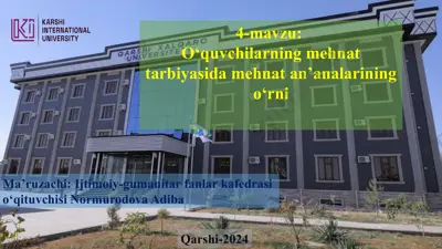 xalqmerosi darslarida mehnat an'analarining o‘rni — PPTX
