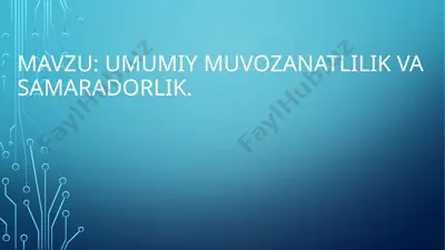 samaradorlikni ta’minlash ko’rsatkichlari — PPTX
