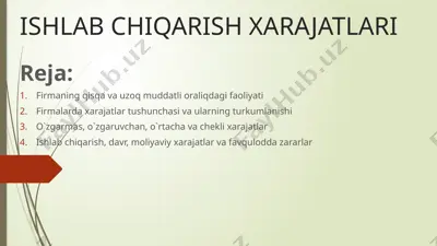 ishlab chiqarish xarajatlari — PPTX