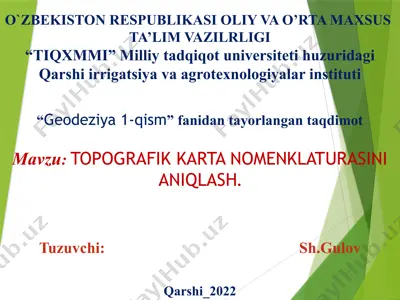 topografik karta nomenklaturasini aniqlash — PPTX