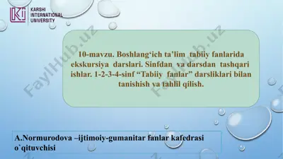boshlang‘ich ta’lim tabiiy fanlarida ekskursiya darslari — PPTX