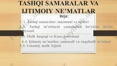 tashqisamaralar va ijtimoiy ne'matlar — PPTX
