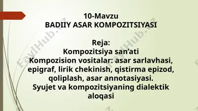 badiiy asar kompozitsiyasi — PPTX