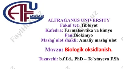 biologik oksidlanish va fosforillanish — PPTX
