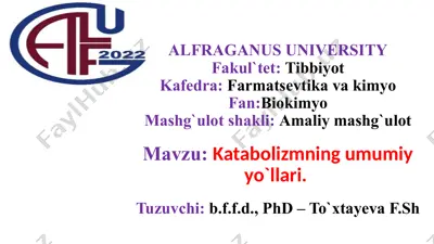 katabolizmning umumiyyo`llari — PPTX