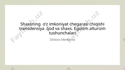shaxsiy cheklovlarni yengish — PPTX