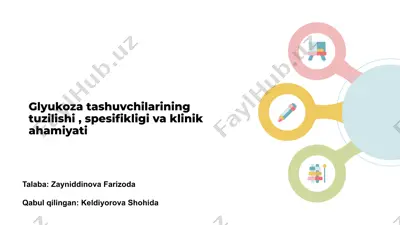 glyukoz tashuvchilari ning tuzilishi, spesifikligi va klinik ahamiyati — PPTX