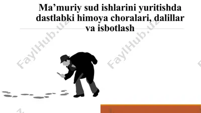 ma’muriy sud ishlarini yuritishda dastlabki himoya choralari, dalillar va isbotlash — PPTX