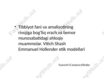 tibbiyot va amaliyotning rivojigacha — PPTX