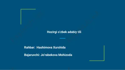 hozirgi o’zbek adabiy tili — PPTX