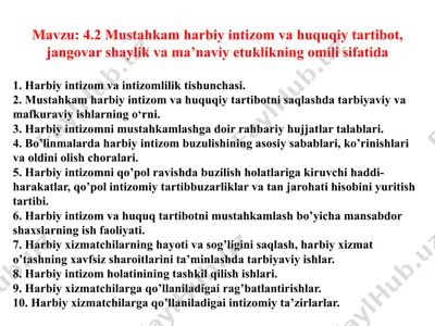 harbiy intizom va huquqiy tartibot — PPTX