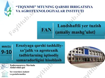toshkent irrigatsiya va qishloq xo'aligini mexanizatsiyalash — PPTX