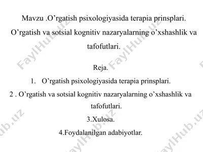 o'rgatish psixologiyasi dasturi va prinsiplari — PPTX