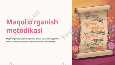 maqol o'rganish metodikasi — PPTX