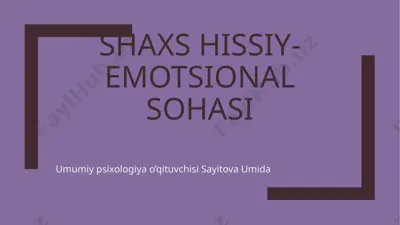 hissiyotlar psixologiyasi — PPTX