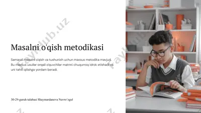 masalni o'qish metodikasi — PPTX