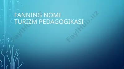 turizm pedagogikasi — PPTX
