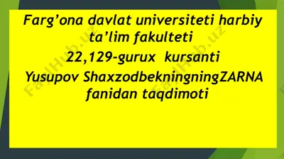 yusupov shaxzodbekning zarna fani darsi taqdimoti — PPTX