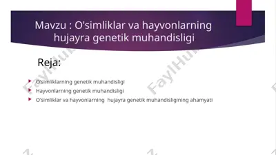 o'simliklar va hayvonlarning hujayra genetik muhandisligi — PPTX