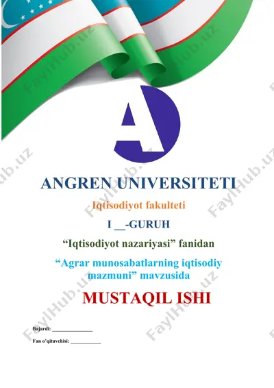 agrar munosabatlarining iqtisodiy mazmuni — DOC