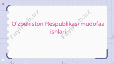 o’zbekiston respublikasi mudofaa ishlari — PPTX