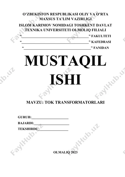 tok transformatorlari — DOCX
