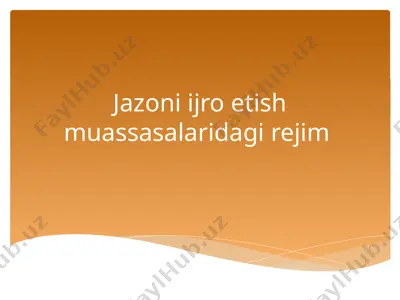 jazoni ijro etish muassasalaridagi rejim — PPTX
