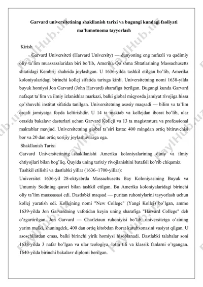 garvard universiteti — DOCX