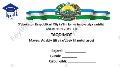 adabiy tili va oʻzbek til nutqi asosi — PPTX