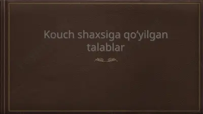kouch shaxsiga qo‘yilgan talablar — PPTX