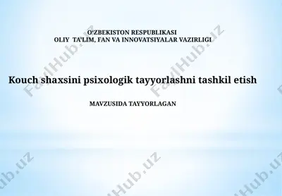 kouch shaxsini psixologik tayyorlashni tashkil etish — PPTX