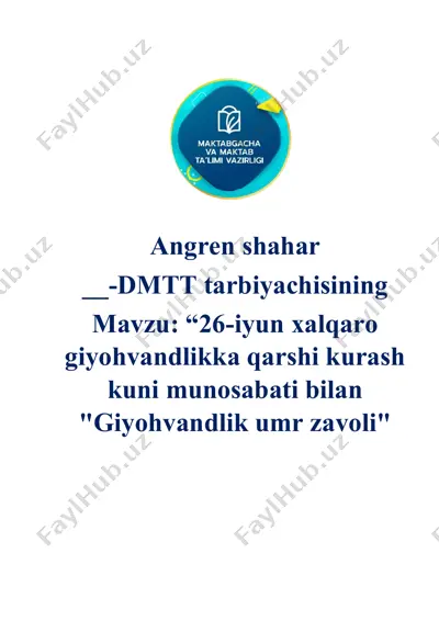 giyohvandlik umumiy tarbiya tizimi — DOCX