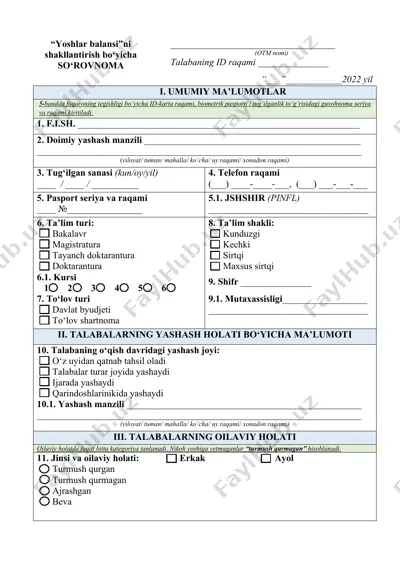 yoshlar balansi — DOC