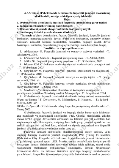 o‘zbekistonda demokratik fuqarolik jamiyatining shakllanishi — DOC
