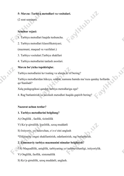 tarbiya metodlari va vositalari — DOC