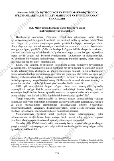 milliy iqtisodiyot va uning makroiqtisodiy o’lchamlari — DOC