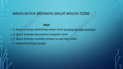 buyuk britaniya davlat moliya tizimi — PPTX