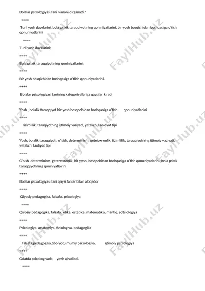 bolalar psixologiyasi — DOC
