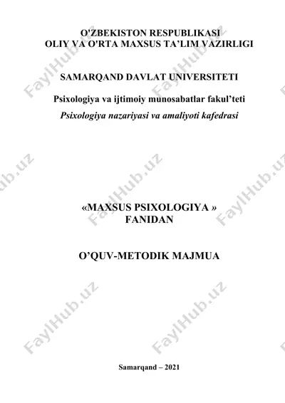 o’quv-metodik majmua “maxsus psixologiya” — DOC