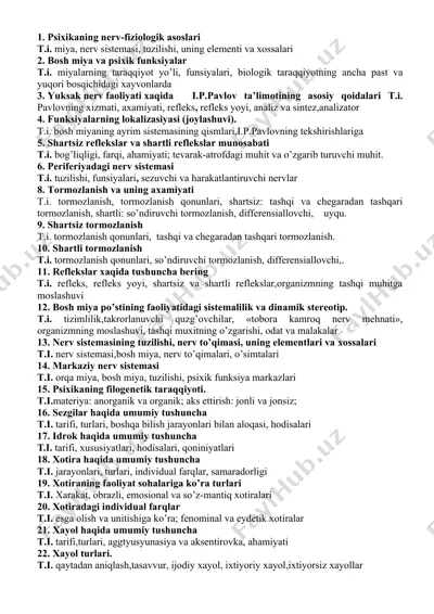 psixikaning nerv-fiziologik asoslari — DOC