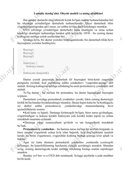 2-amaliy mashg’ulot. obyekt modeli va uning afzaliklari — DOCX