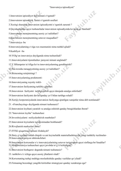 innovatsiya iqtisodiyoti — DOC