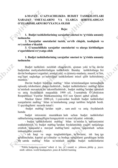 budjet tashkilotlarining xarajatlar smetasi to ‘g‘risida umumiy tushuncha — DOCX