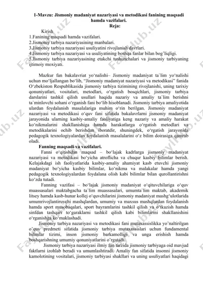 jismoniy madaniyat nazariyasi va metodikasi — DOCX