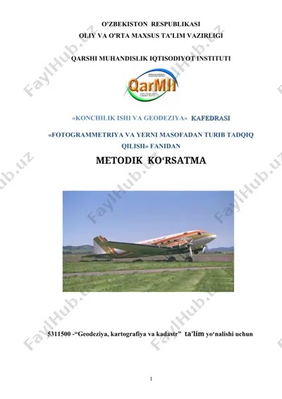 fotogrammetriya va yerdan masofadan turib tadqiq qilish metodik ko'rsatma — DOC