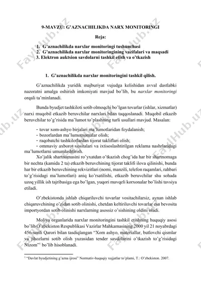 g’aznachilikda narx monitoringi — DOCX