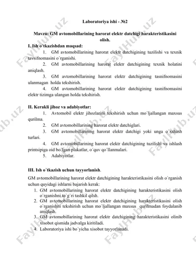 gm avtomobillarining harorat elektr datchigi — DOCX